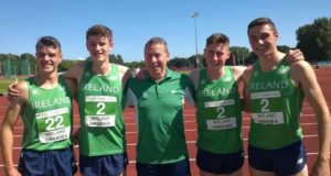 Aaron Sexton (far right) with some of the other Irish winners at the Celtic Games 